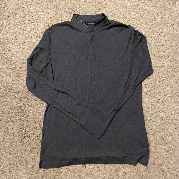 The Kooples Leather-Accent Henley - Picture 1 of 7